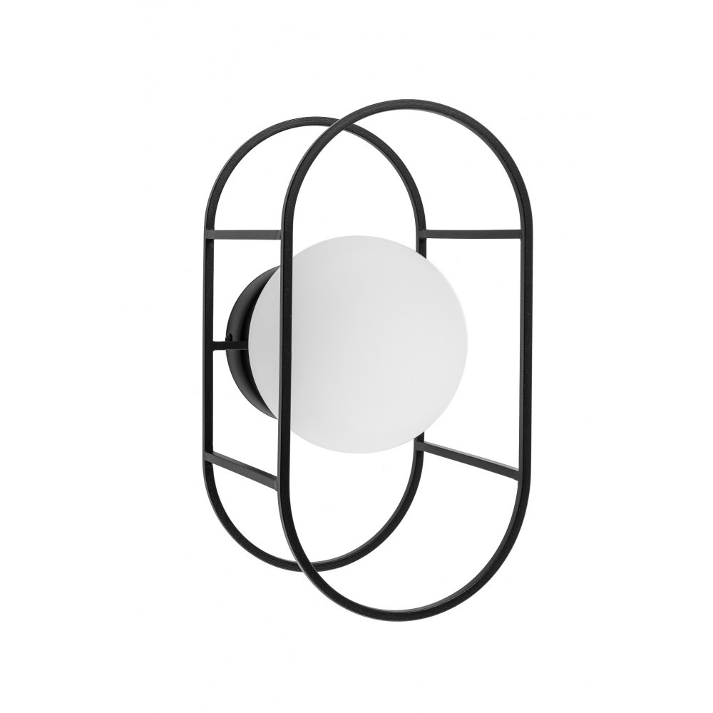 Applique murale Kuglo cadre en métal avec diffuseur en boule de verre opale  au design contemporain par Ummo Lighting