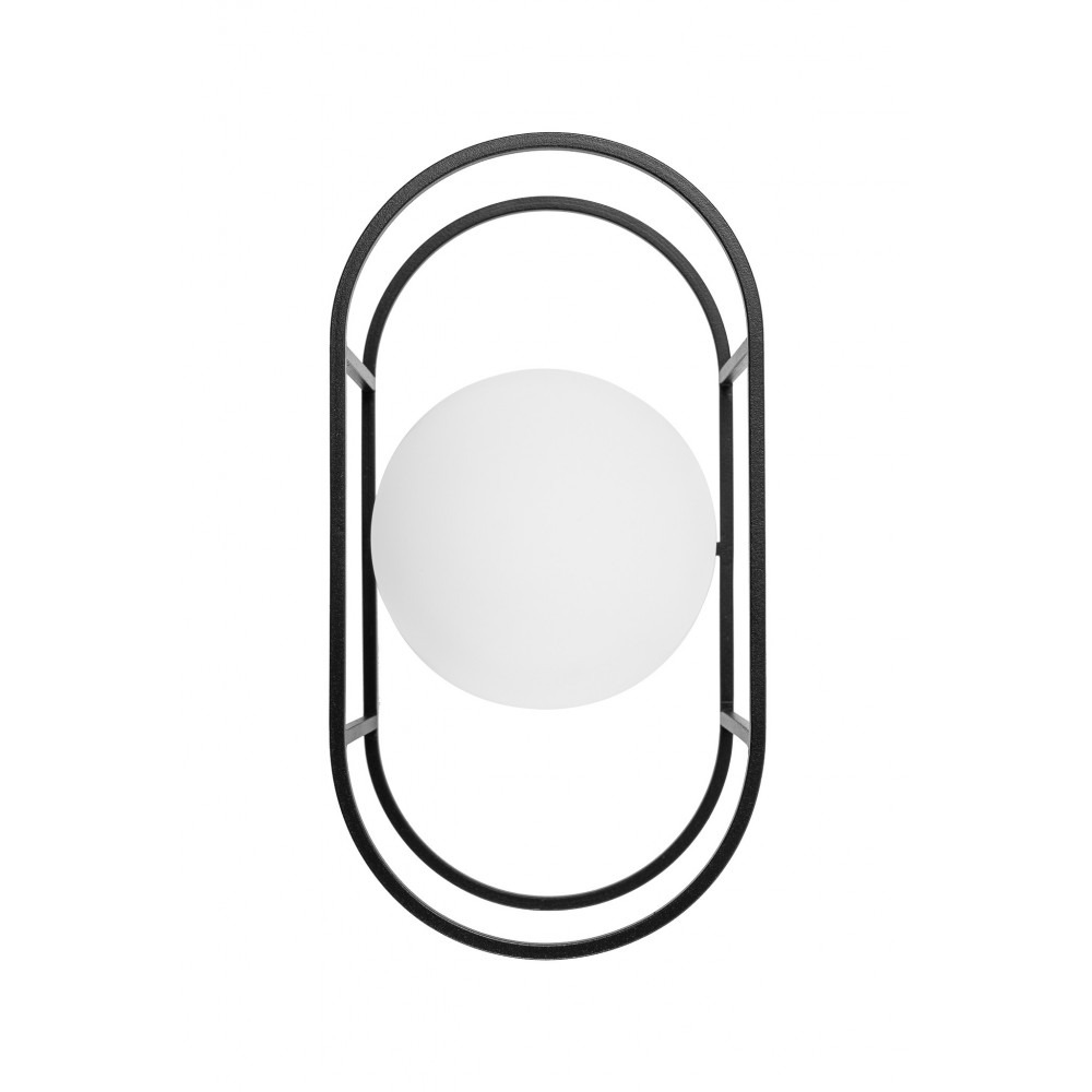 Applique murale Kuglo cadre en métal avec diffuseur en boule de verre opale  au design contemporain par Ummo Lighting