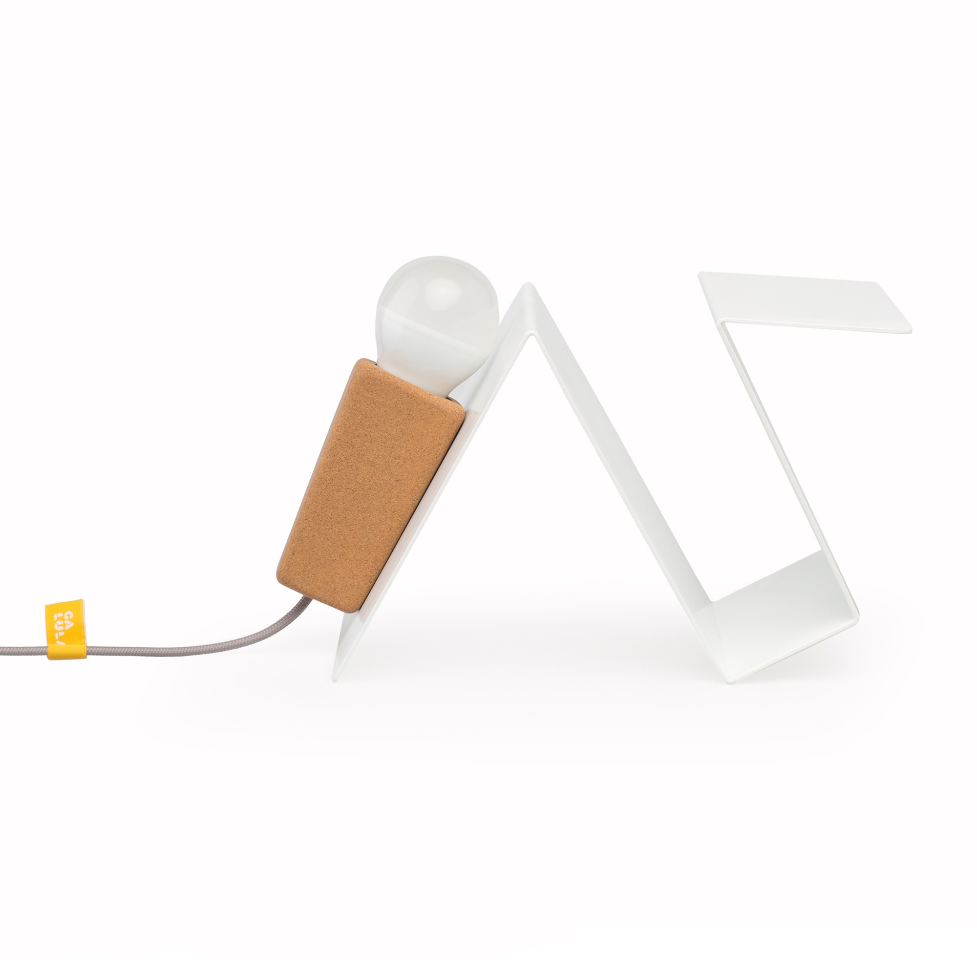 Lampe à poser aimantée Glint V2 blanc en liège et métal par Filipa Mendes & Gustavo Macedo