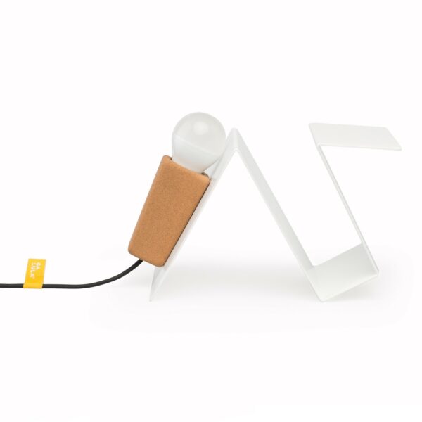 Lampe à poser aimantée Glint V2 blanc en liège et métal par Filipa Mendes & Gustavo Macedo