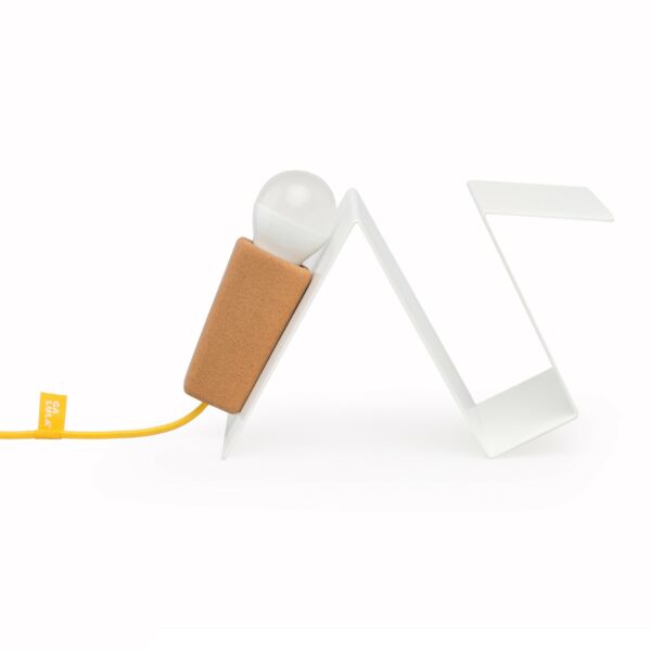 Lampe à poser aimantée Glint V2 blanc en liège et métal par Filipa Mendes & Gustavo Macedo