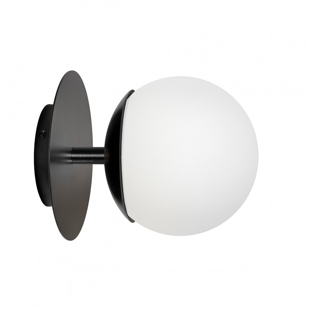 Applique murale/Plafonnier Plaat cadre en métal avec diffuseur en boule blanc opale au design contemporain par Ummo lighting