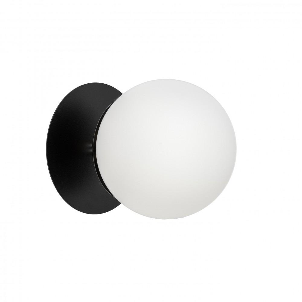 Applique murale/Plafonnier Plaat cadre en métal avec diffuseur en boule blanc opale au design contemporain par Ummo lighting