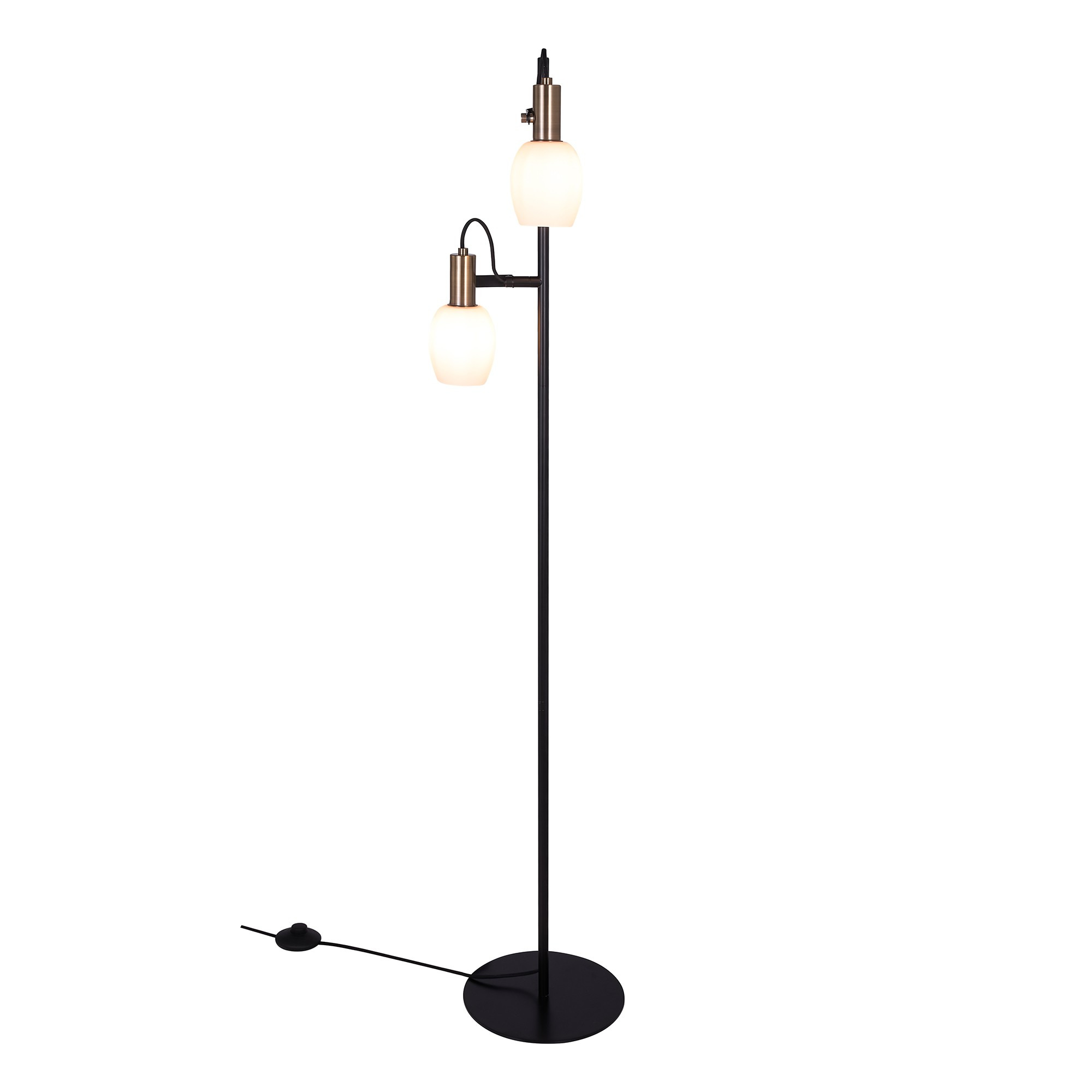 Lampadaire Arild base en métal avec abat-jour en verre soufflé au design contemporain par Nordlux