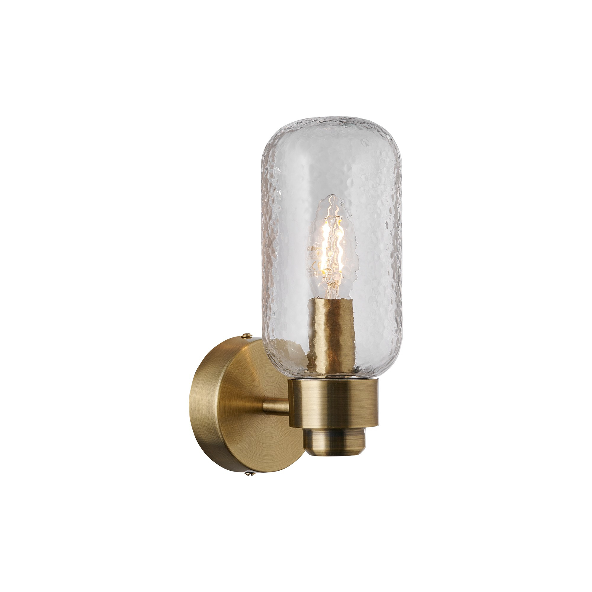 Applique murale Tutan base en laiton avec abat-jour en verre à motif au design contemporain par Nordlux