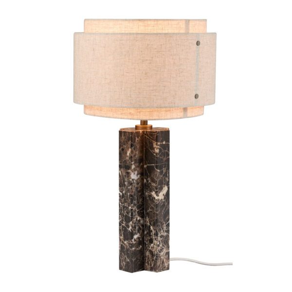 Lampe à poser Takai base en marbre avec abat-jour en lin au design contemporain par Design For the People