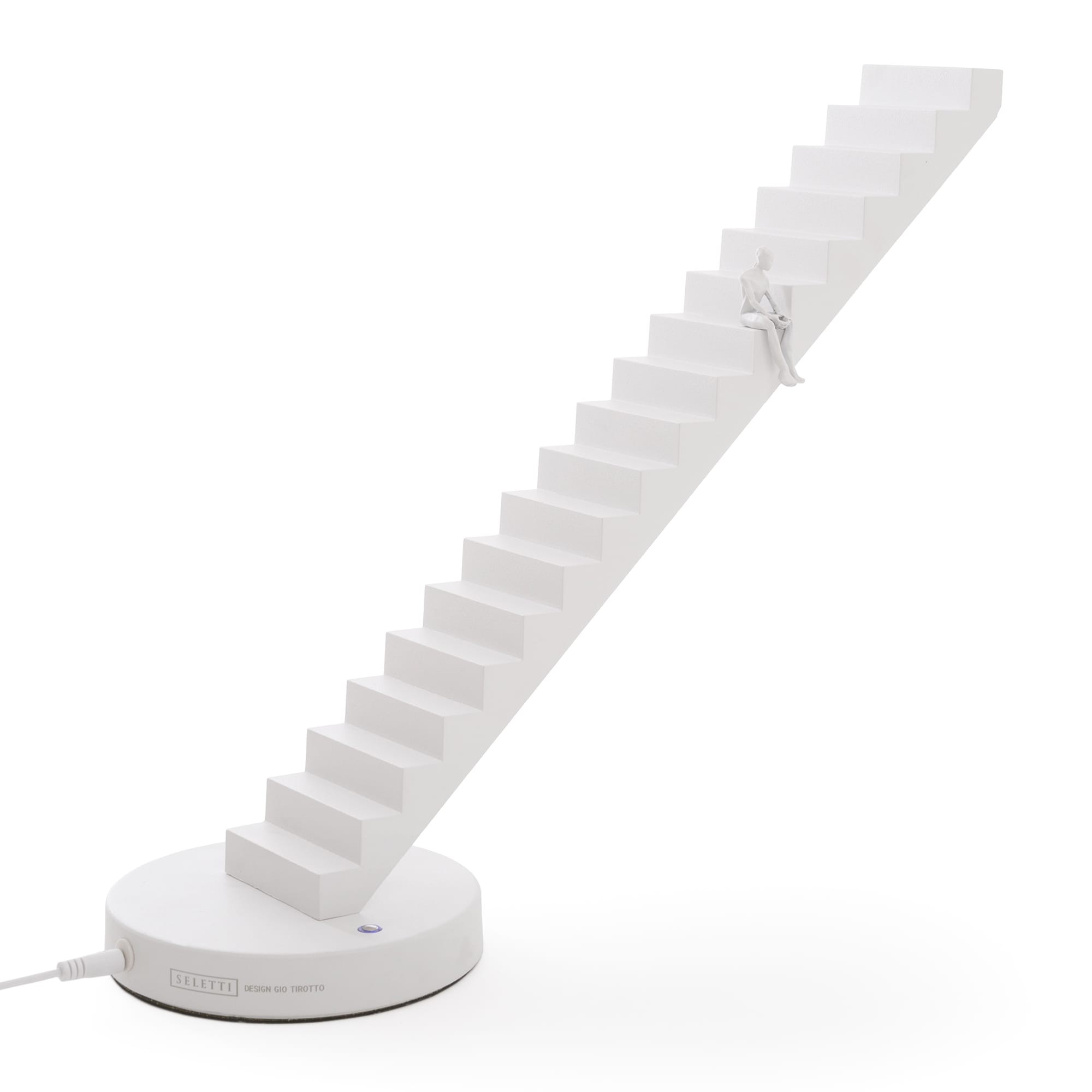 Lampe à poser Verso blanc dimmable avec touch sensitive en forme d'escalier par Gio Tirotto X Seletti