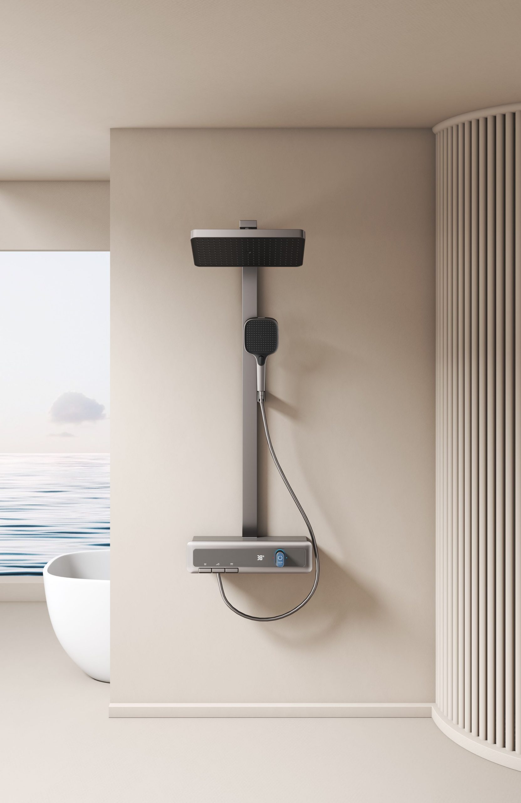 Colonne de douche Alberto thermostatique à affichage LED par Pavao Studio