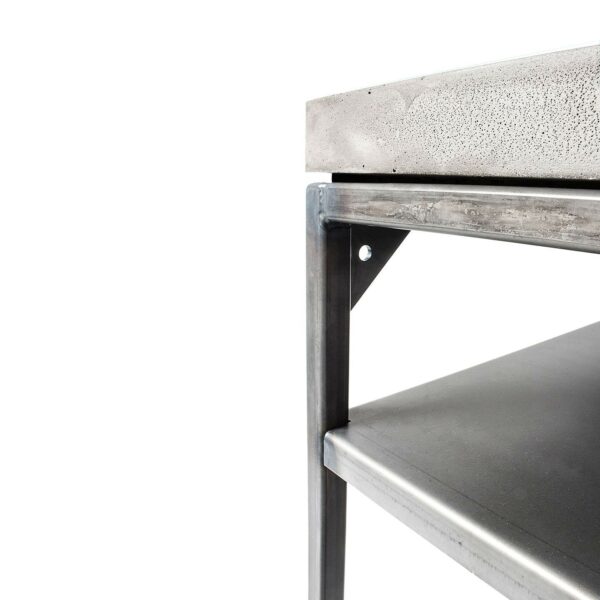 Console avec étagère Perspective en métal et double plateau en béton au style industriel par Lyon Beton