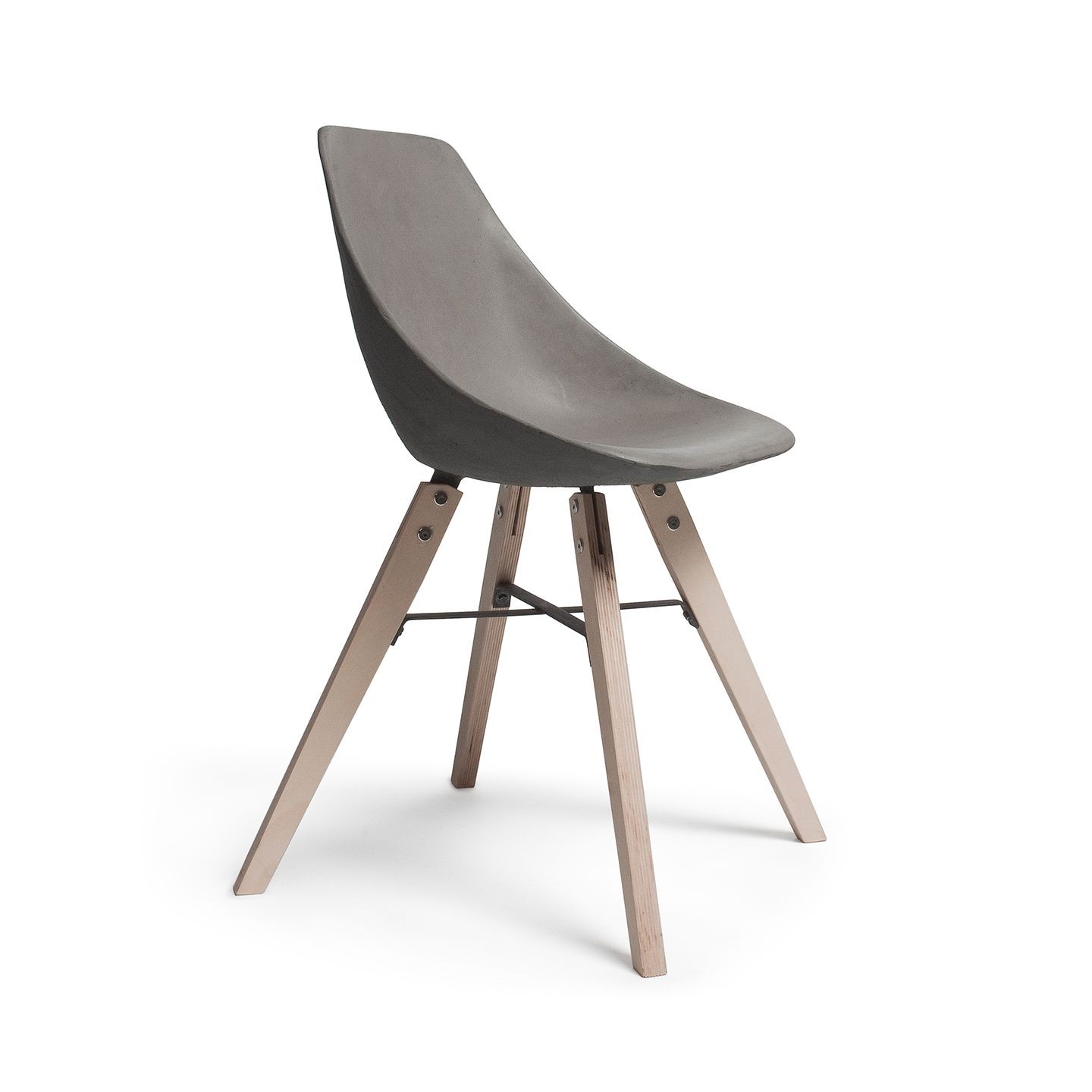 Chaise Hauteville en béton avec piétements en bois par Henri Lavallard Boget et Lyon Beton