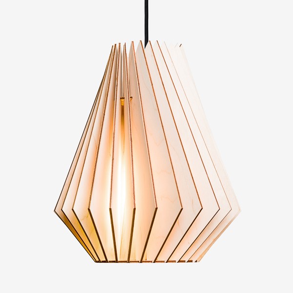 Suspension HEKTOR L Ø30,5cm découpée au laser en bouleau naturel par IUMI Design