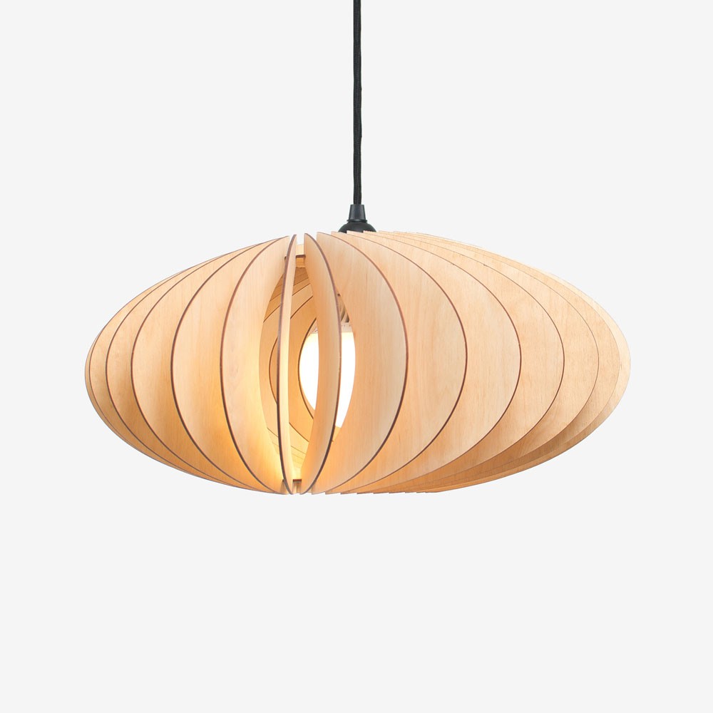 Suspension en forme de nuage NEFI Ø46cm découpée au laser en bouleau naturel par IUMI Design