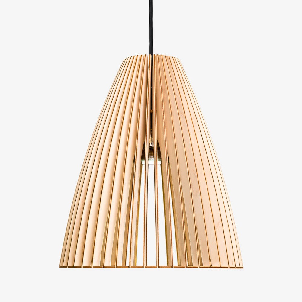 Suspension design TEIA Ø29cm découpée au laser en bouleau naturel par IUMI Design