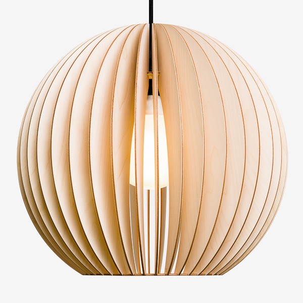 Suspension AION XL Ø48,5cm en bouleau naturel découpée au laser au design scandinave par IUMI Design