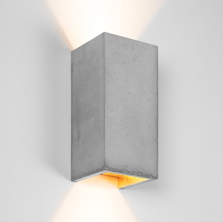 Applique Design B8 Cubic réctangulaire Gris en béton par Gant Light