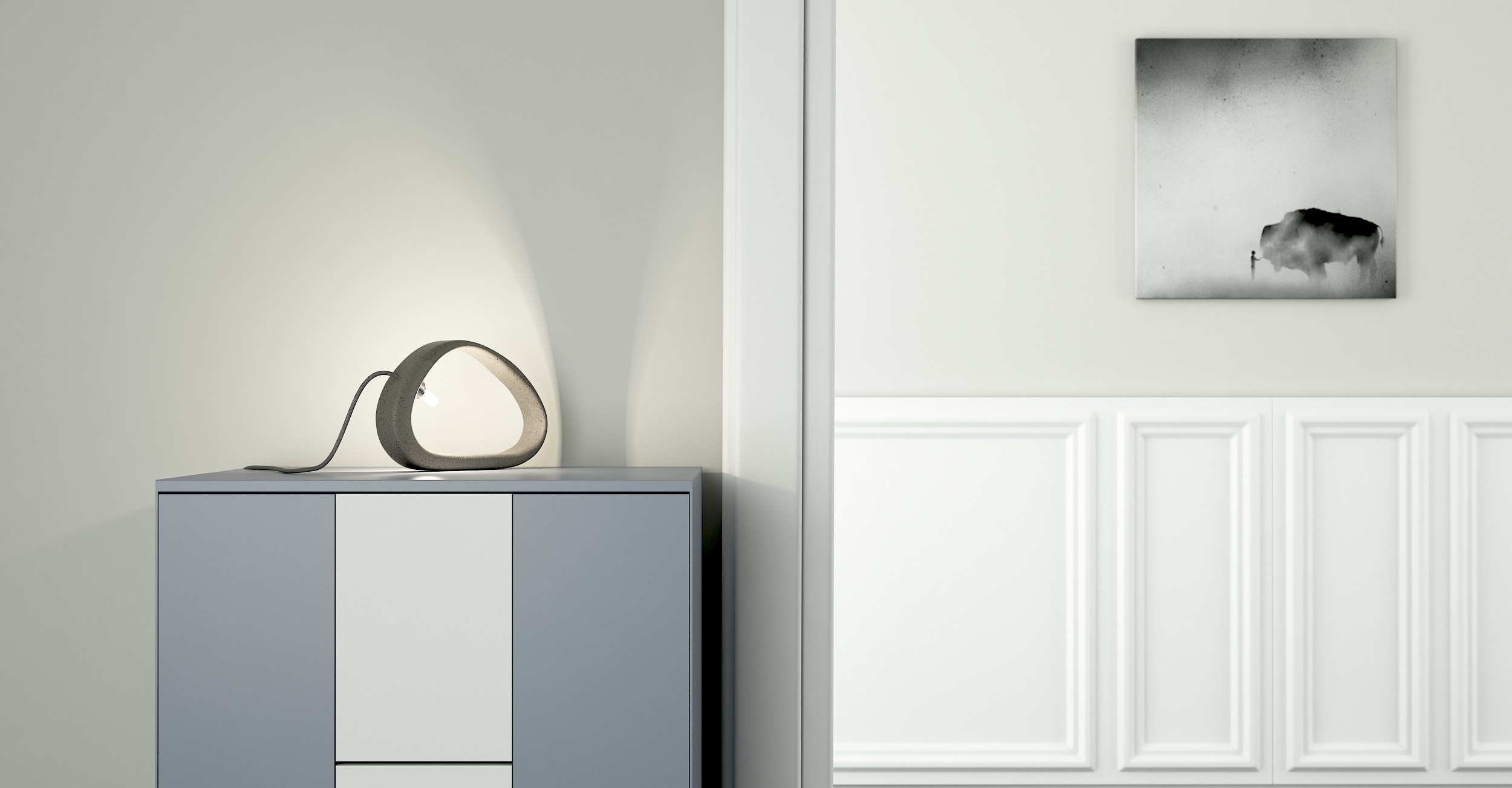 Lampe à poser en béton Aretha T au design industriel par Urbi et Orbi