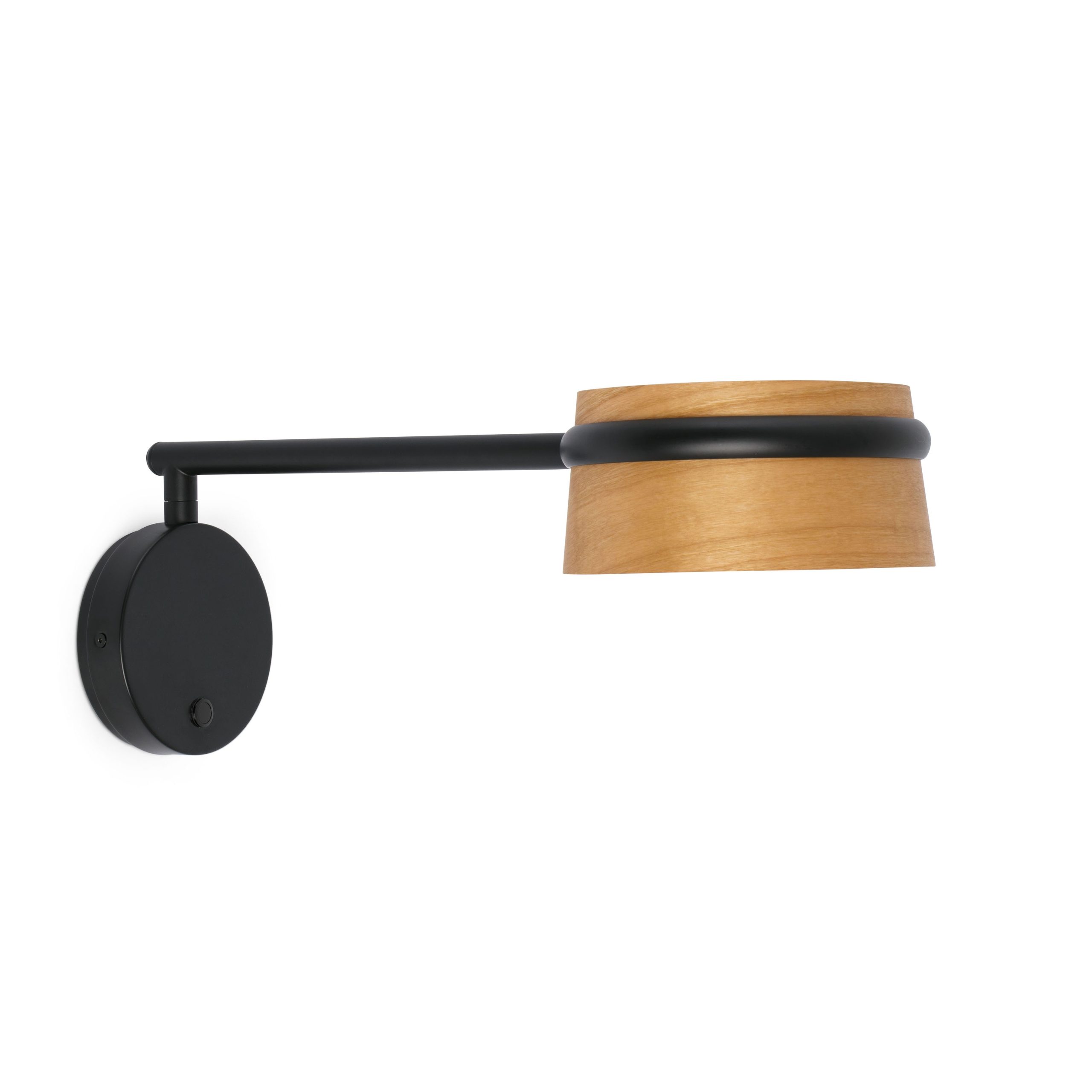 Applique articulée Loop Led en métal et abat-jour en bois de cerisier par Estudi Ribaudi