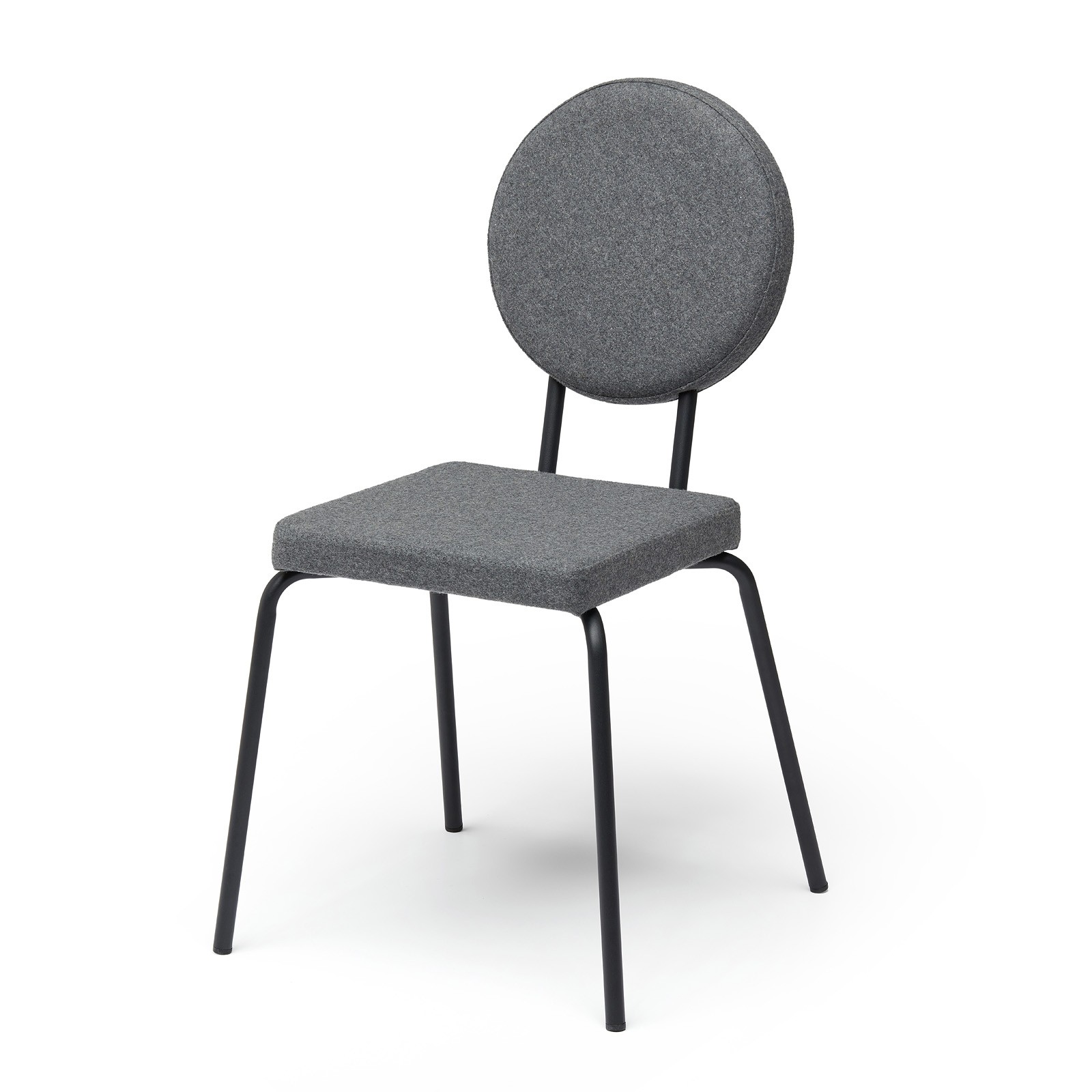 Chaise design en feutre OPTION avec assise carré et dossier rond par Frederik Roijé X Puik Art