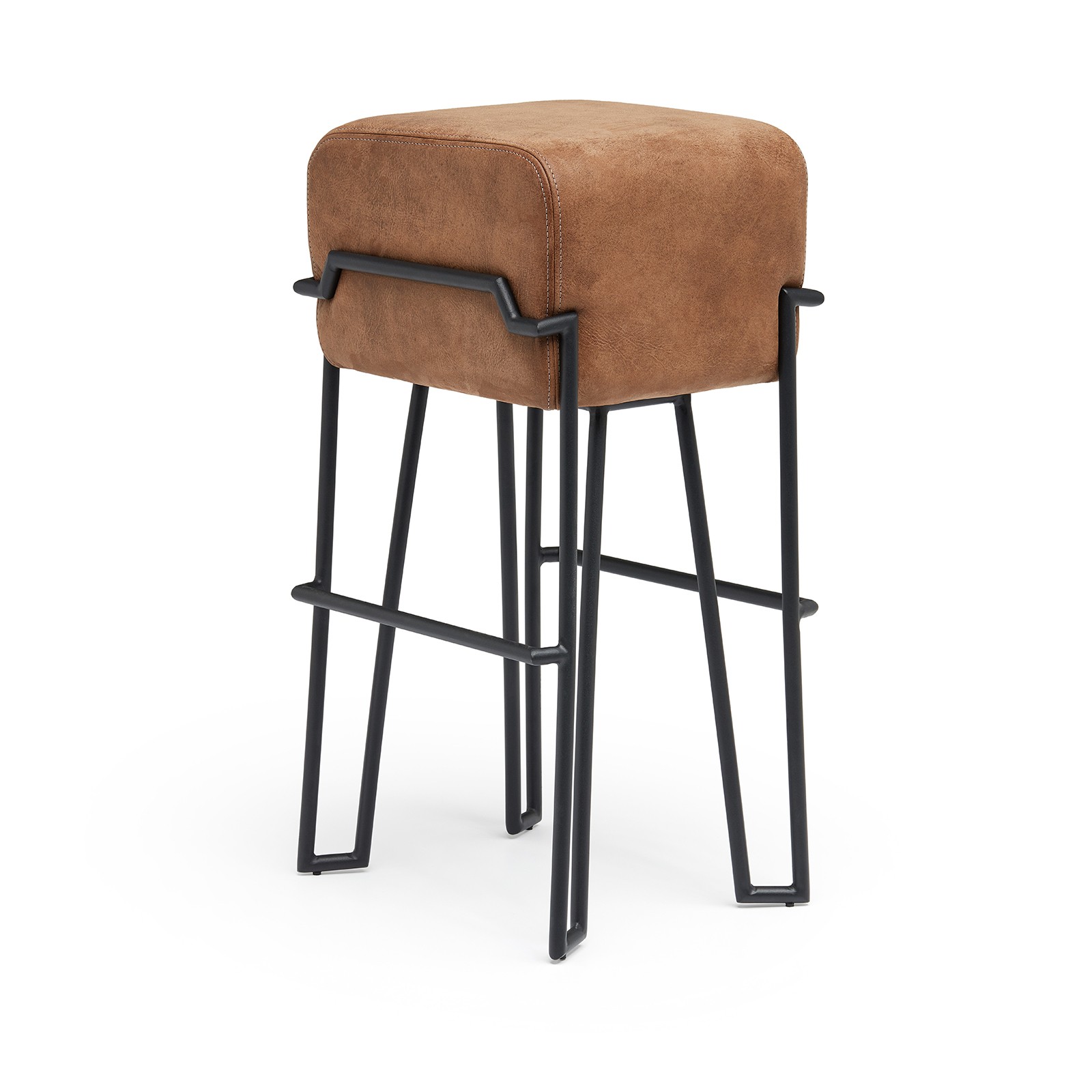 Tabouret haut en cuir Bokk bar au design graphique par Ka-Lai Chan X Puik Art