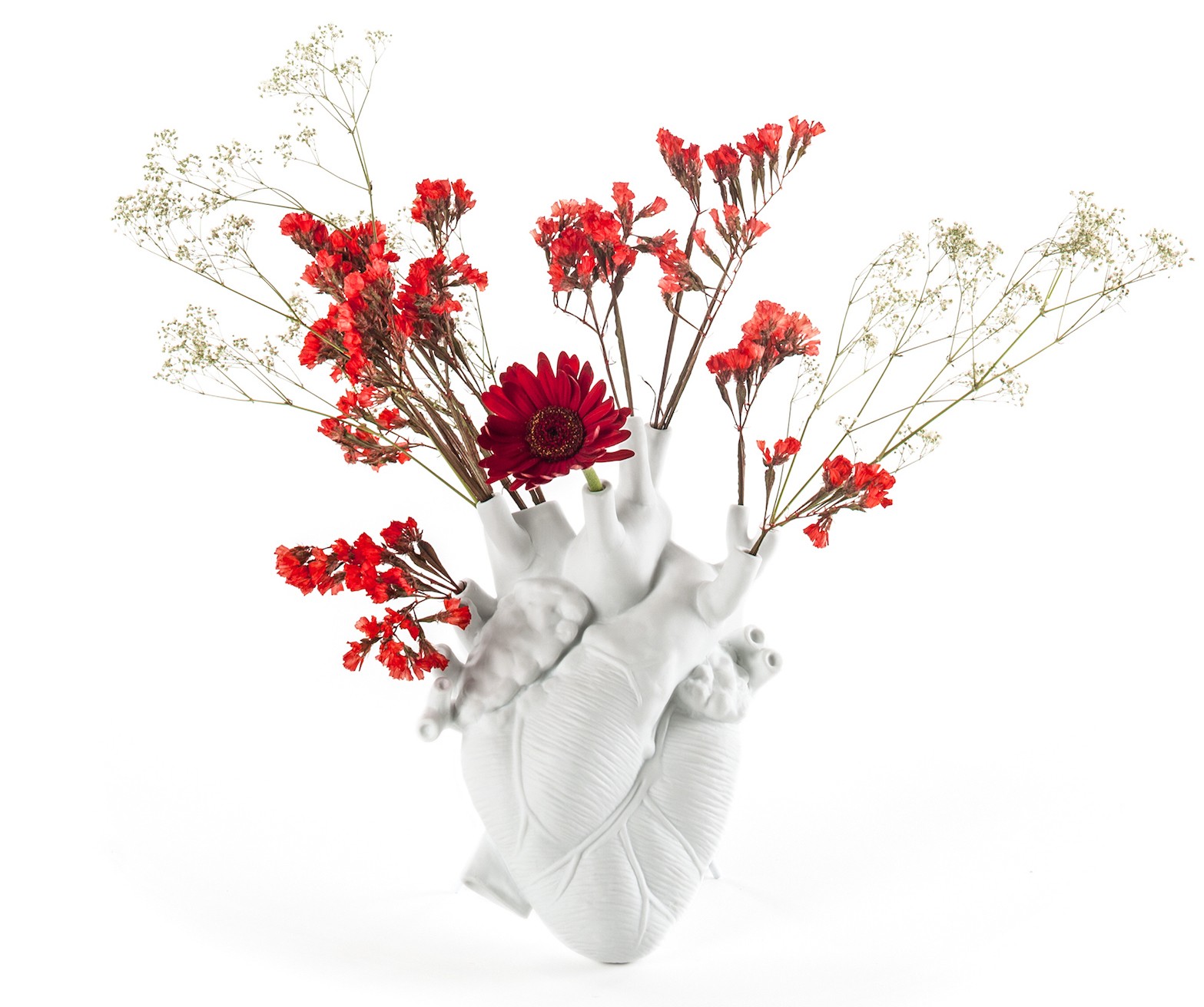 Vase design Love in Bloom en porcelaine en forme de coeur par Marcantonio X Seletti
