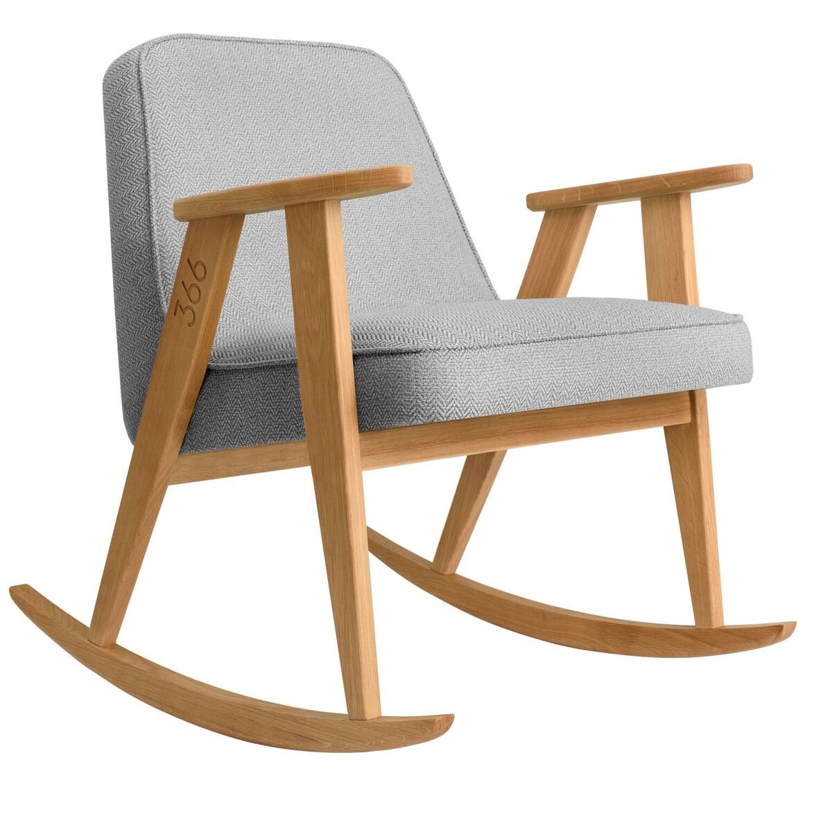 Fauteuil 366 Rocking Chair Tweed en chêne massif au design scandinave et vintage par 366 Concept Retro Furniture