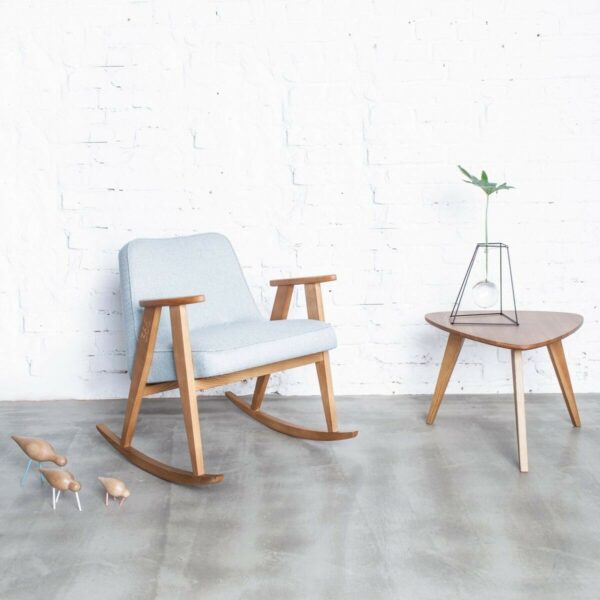 Fauteuil 366 Rocking Chair Tweed en chêne massif au design scandinave et vintage par 366 Concept Retro Furniture