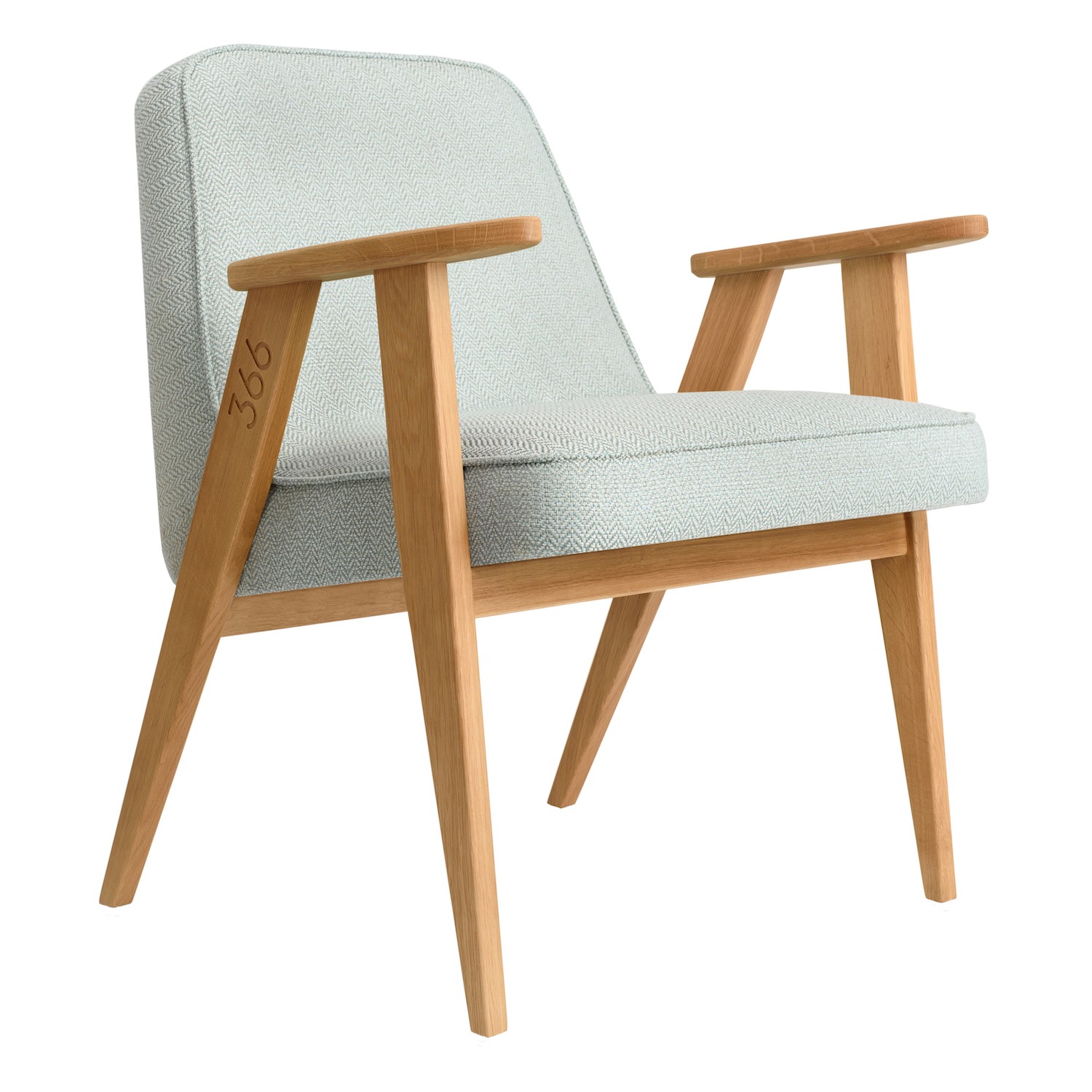 Fauteuil 366 Armchair Tweed en chêne massif au design scandinave et vintage par 366 Concept Retro Furniture