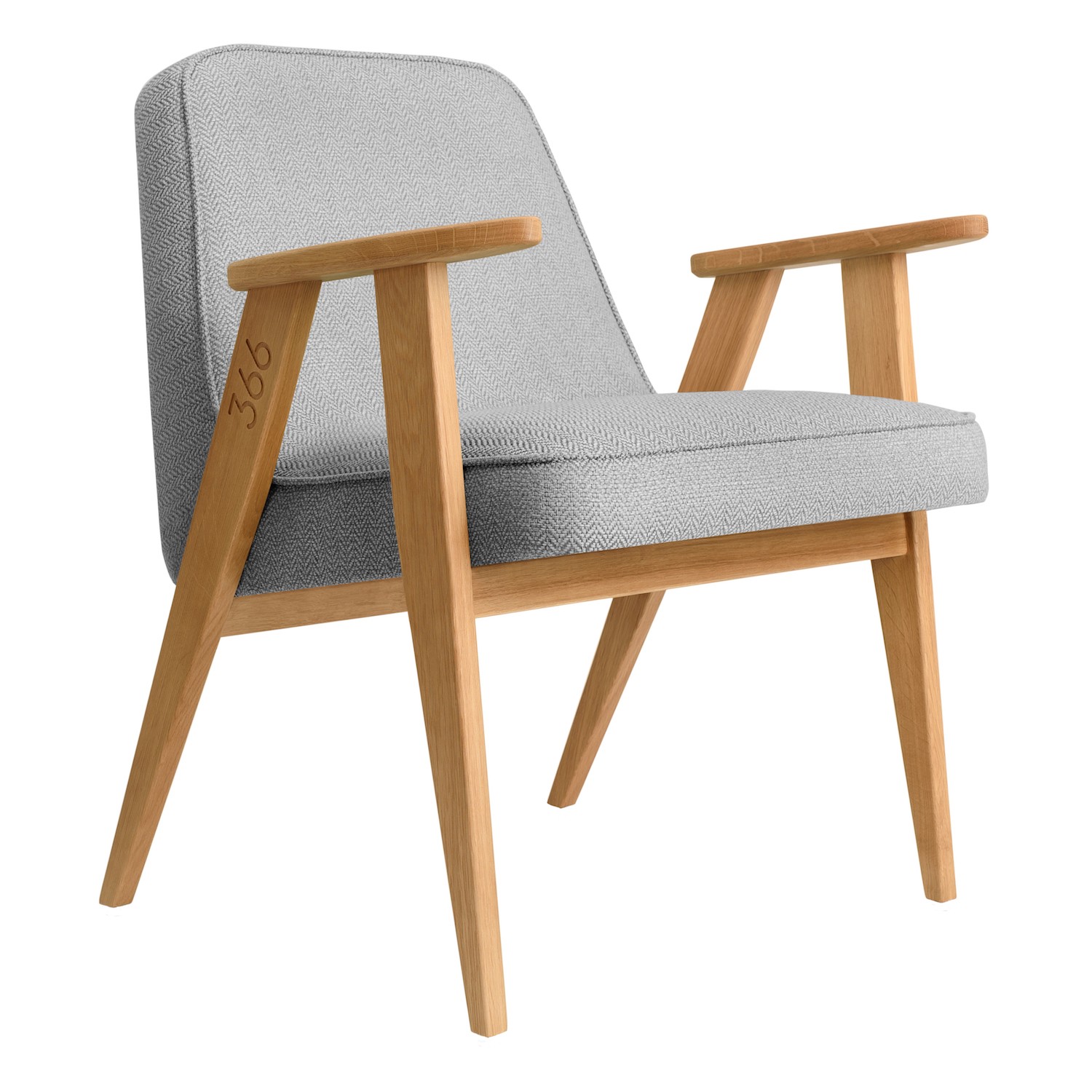 Fauteuil 366 Armchair Tweed en chêne massif au design scandinave et vintage par 366 Concept Retro Furniture